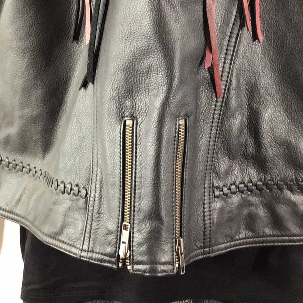 Vintage Harley Davidson Magic Dip dyed fringe Black Leather Jacket XL NWOT - Picture 4 of 15